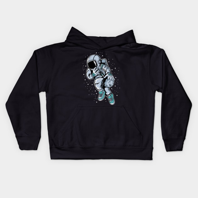 astronaut basketball Kids Hoodie by Mako Design 